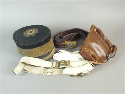 Lot 594 - Victorian Royal Engineers pill box cap, belt and further militaria