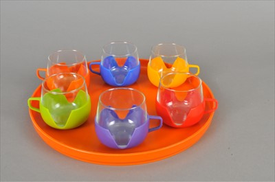 Lot 477 - A decorative brightly coloured mid 20th century Dutch drinks set