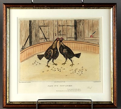 Lot 311 - Set of six cockfighting prints, each 20 x 22cm...