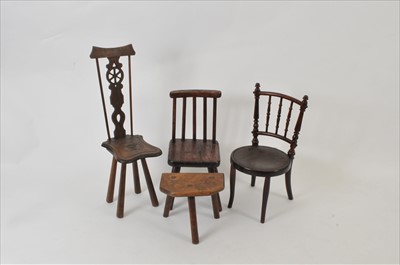 Lot 373 - Three miniature / children's chairs to include a rustic example