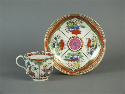 Lot 488 - Worcester 'Dragons in Compartments' coffee cup and saucer