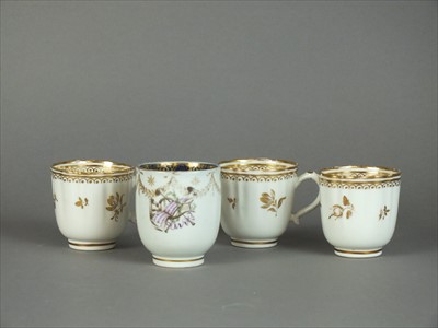 Lot 337 - Four Caughley coffee cups, circa 1785-90