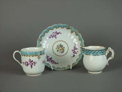 Lot 504 - Worcester coffee cup saucer and cream jug