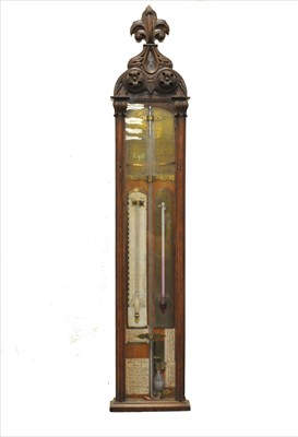 Lot 283 - An oak cased 19th century Admiral Fitzroy type barometer