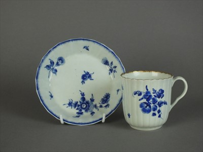Lot 505 - Worcester 'Dry Blue' coffee cup and saucer, circa 1770-75