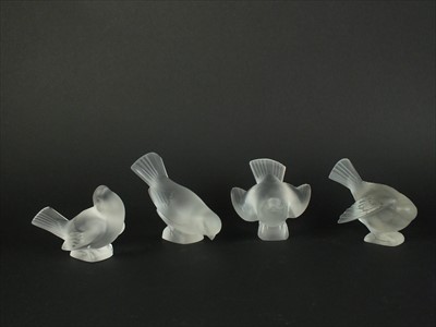 Lot 229 - Set of four Lalique Crystal "Angry Sparrows"