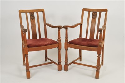 Lot 368 - A pair of continental oak carver dining chairs