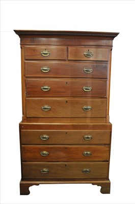 Lot 347 - An Edwardian walnut veneered chest on chest
