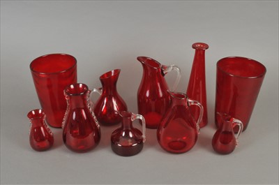 Lot 127 - A good collection of Whitefriars ruby glass