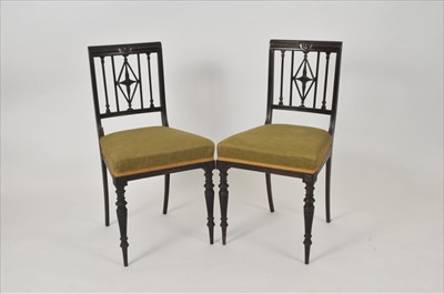 Lot 409 - Four Victorian mahogany dining chairs in the Aesthetic Movement style