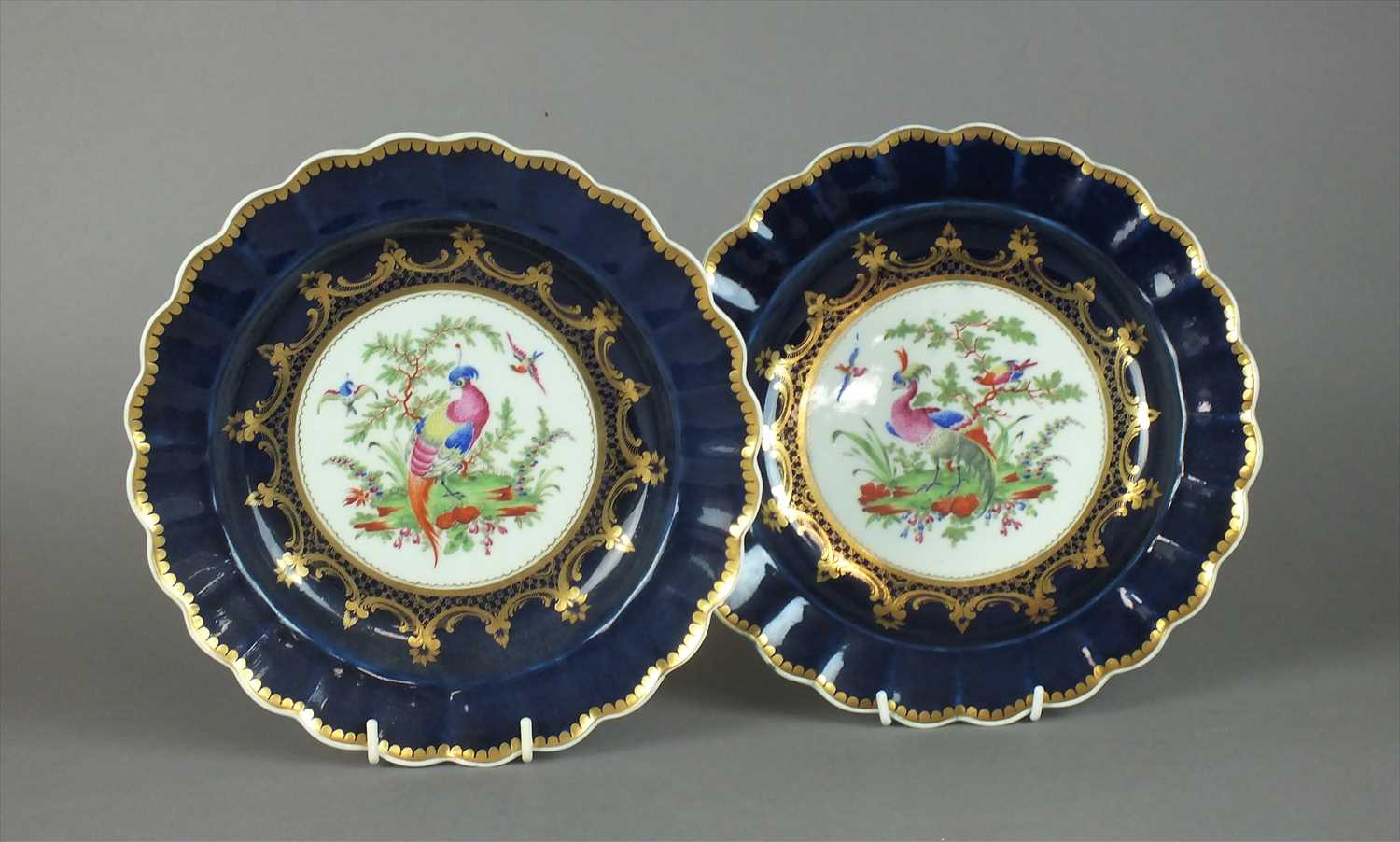 Lot 509 - Pair of Worcester 'Fancy Bird' plates