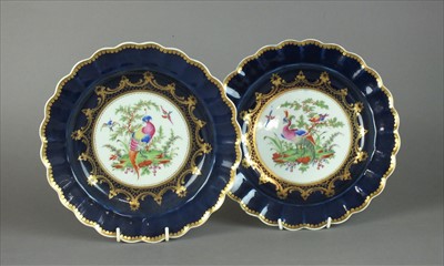 Lot 509 - Pair of Worcester 'Fancy Bird' plates