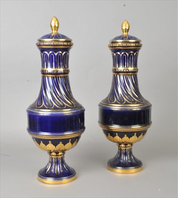 Lot 7 - Pair of French vases and covers, late 19th century