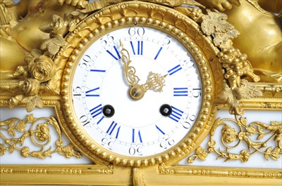 Lot 686 - A 19th century French ormolu and white marble mantle clock