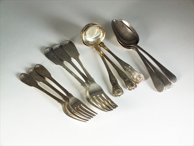 Lot 6 - A miscellaneous collection of silver flatware