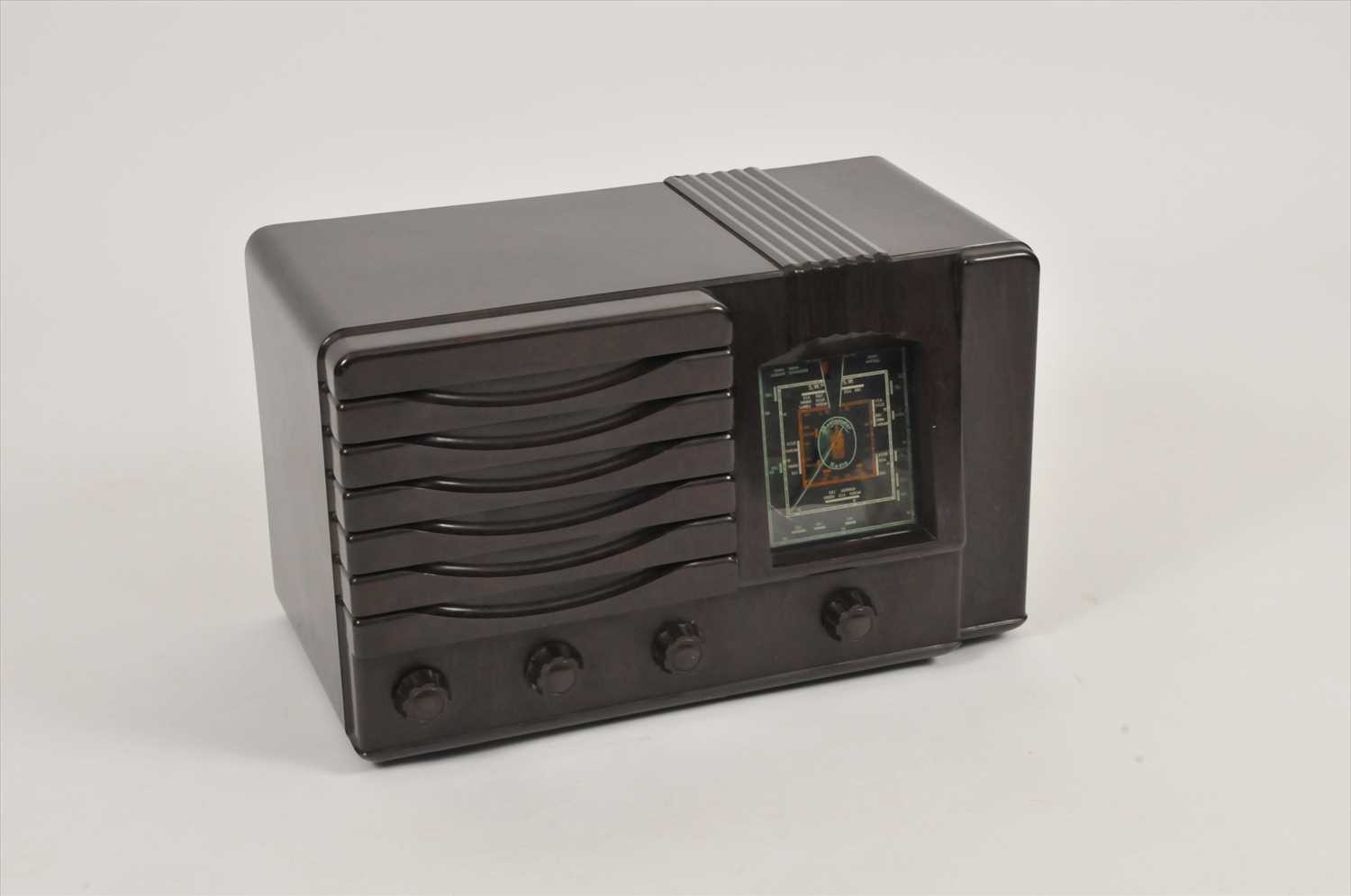 Lot 275 - An Art Deco Bakelite cased desk-top wireless Westminster radio