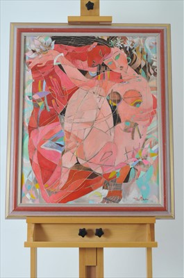 Lot 5 - John Chein (British 20th Century), Two Women in Abstract Expressionist Style