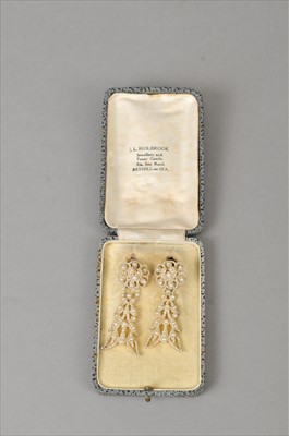 Lot 395 - A pair of 19th century seed pearl earrings