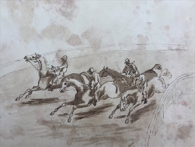 Lot 346 - Late 18th Century British School, Four Steeplechase Scenes, watercolours