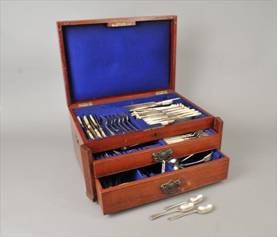 Lot 361 - A part cased canteen of plated cutlery