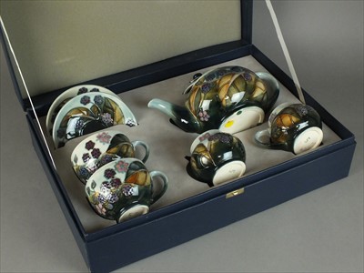 Lot 530 - Moorcroft 'Brambles' tea service in presentation case