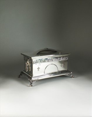 Lot 22 - A large silver scoll/jewellery casket