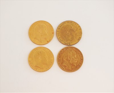 Lot 177 - Four Edward VII half sovereigns