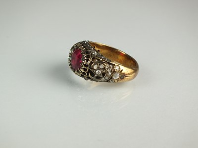 Lot 75 - An Ottoman synthetic ruby and diamond ring