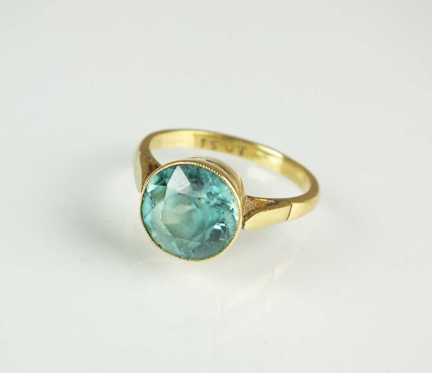 Lot 74 - A single stone blue zircon ring