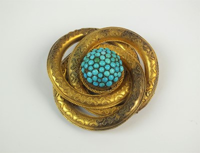 Lot 133 - A mid-late 19th century turquoise brooch