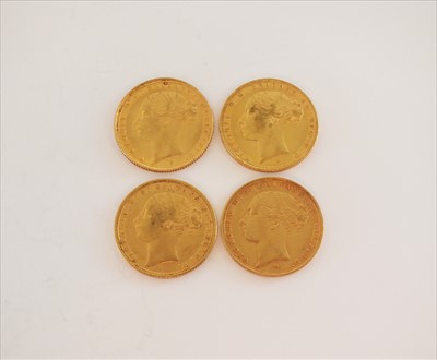 Lot 183 - Four Victoria Young head sovereigns