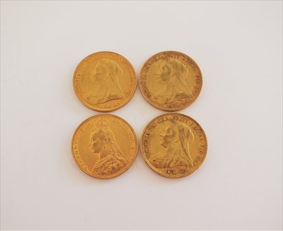 Lot 186 - Four Victoria Jubilee Old head sovereigns