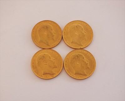 Lot 194 - Four Edward VII sovereigns