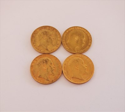 Lot 195 - Four Edward VII sovereigns
