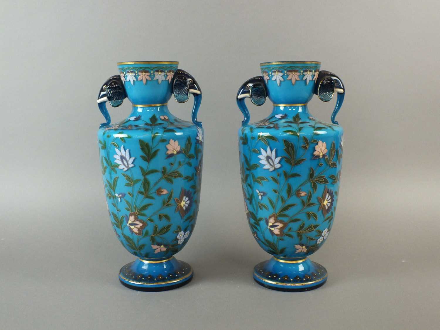 Lot 13 - A pair of late 19th century Continental glass vases