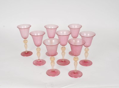 Lot 142 - A set of eight Venetian wine glasses