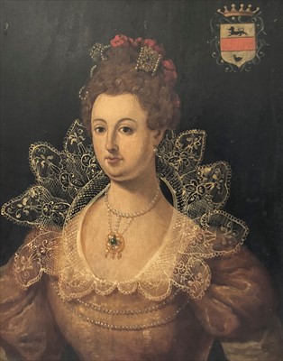 Lot 751 - Continental school, 18th century, portrait of a noble Spanish lady, Marquesa de Torregrosa