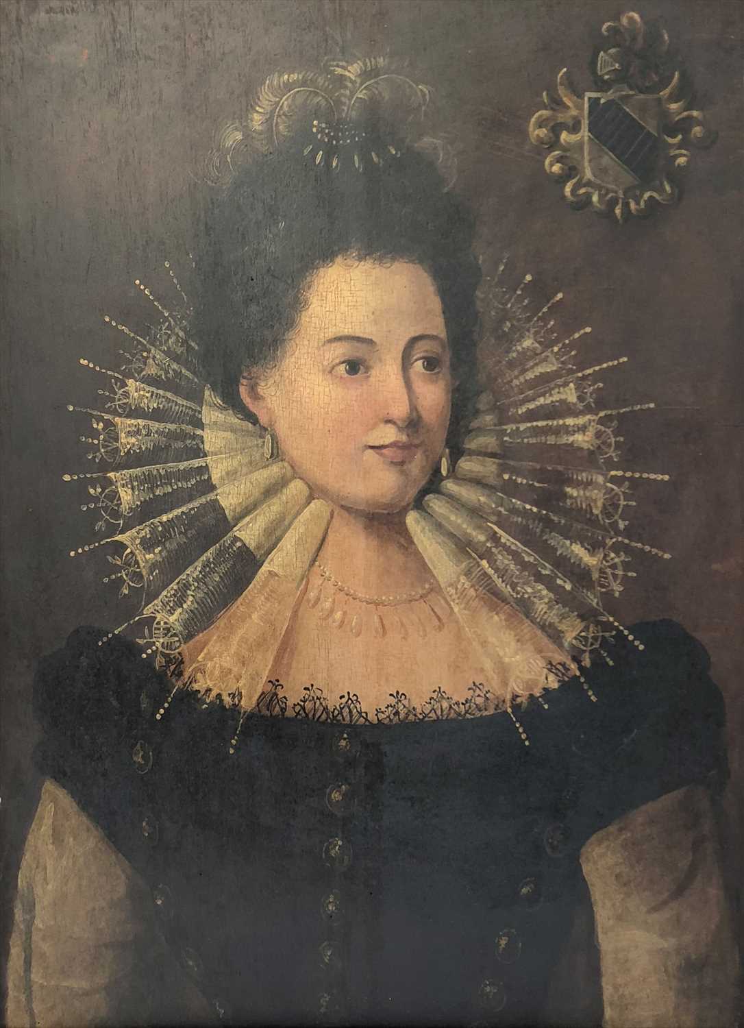 Lot 752 - Continental school, 18th century, Portrait of a Spanish lady Maria Louisa Condera, oil on panel