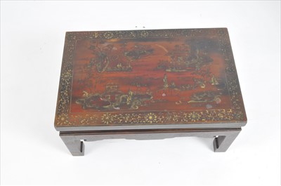 Lot 708 - A 19th century Chinese Chinoiserie lacquered low hardwood table