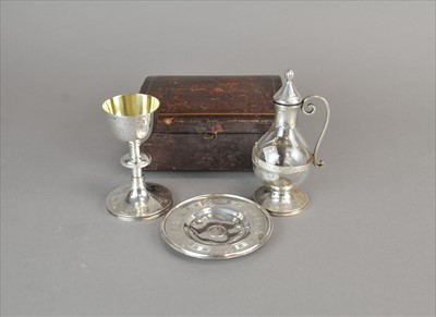 Lot 338 - A matched three piece Victorian silver travelling communion set