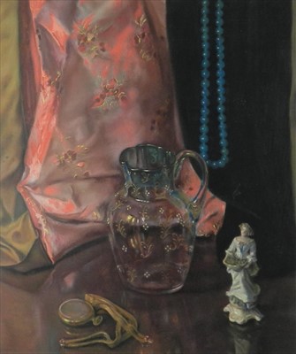 Lot 345 - William Frederick Vere Kebbell (1888-1963), Still Life with Jade necklace, pastel