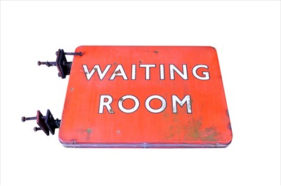 Lot 629 - A large double-sided 20th century enamel 'Waiting Room' sign, possibly British Railways