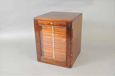 Lot 488 - An early 20th century mahogany coin collector's cabinet, 'Stokes & Watson, Manchester'