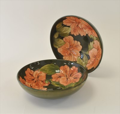 Lot 92 - Two Moorcroft 'Pink Hibiscus' bowls