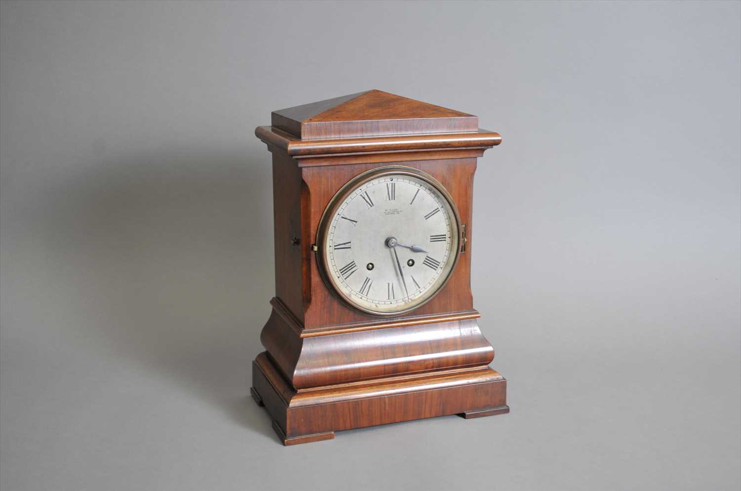 Lot 685 - A 19th century mahogany cased mantle clock, W. Mahr, 90 Bolsover St, London, lenzkirch