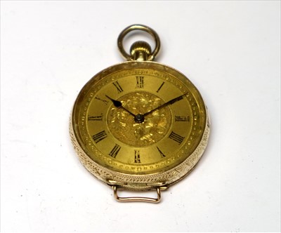 Lot 162 - A Ladies Yellow Metal Fob Watch Stamped '14K'