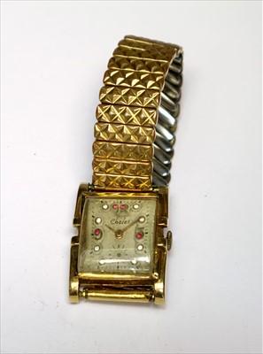 Lot 416 - A Chalet Art Deco Wristwatch with Gem-Set Dial Stamped '14K'