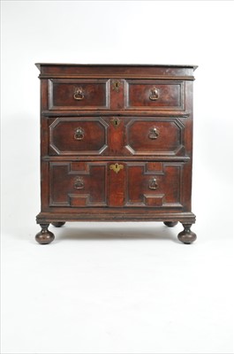 Lot 713 - A Charles II oak chest of drawers, circa 1680