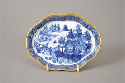 Lot 445 - A 19th Chinese export blue and white porcelain spoon tray
