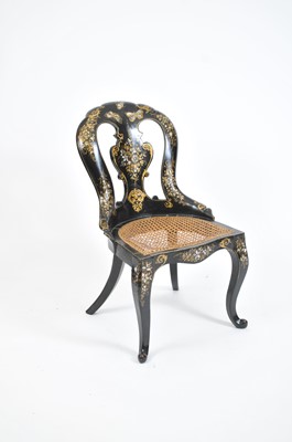 Lot 397 - A Victorian ebonised lacquered hall chair